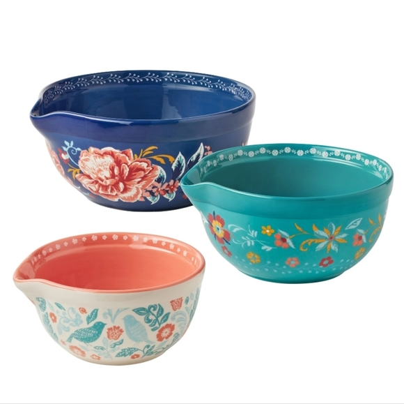 ❤️ New Pioneer Woman Keepsake Floral 3-Piece Ceramic Mixing Bowl Set - Picture 9 of 9